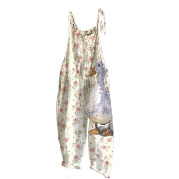 YUANGUANST Women's Wide Leg Pants Summer Jumpsuits For Women 2025 Printed Casual Sleeveless Comfy Loose Overalls Office Slacks