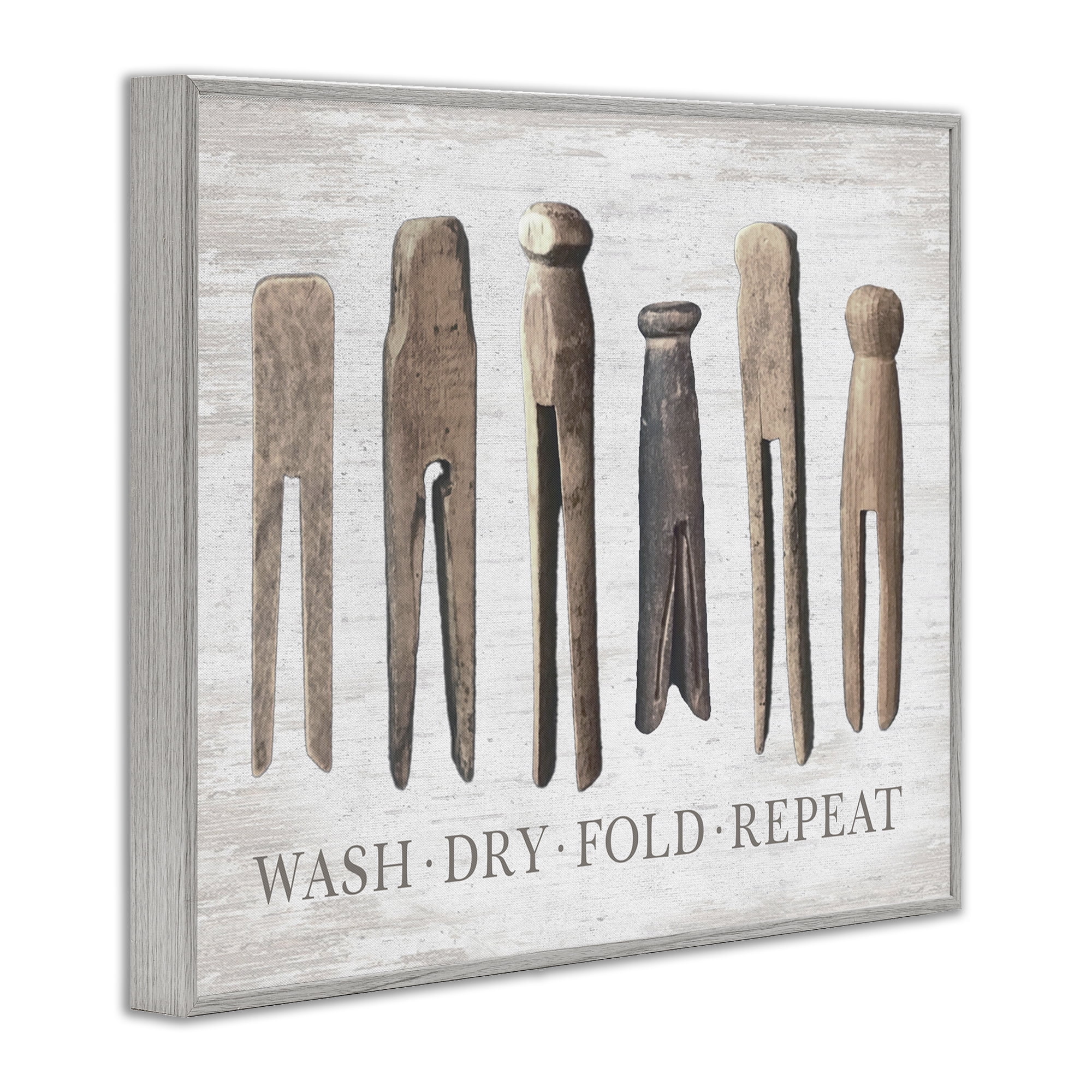 Rustic Laundry Phrase Gray Framed Giclee Art, 30 x 24