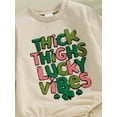 thumbnail image 5 of Infant Baby Girls Romper Long Sleeve Crew Neck Letter Embroidery Casual Sweatshirt Romper, 5 of 8