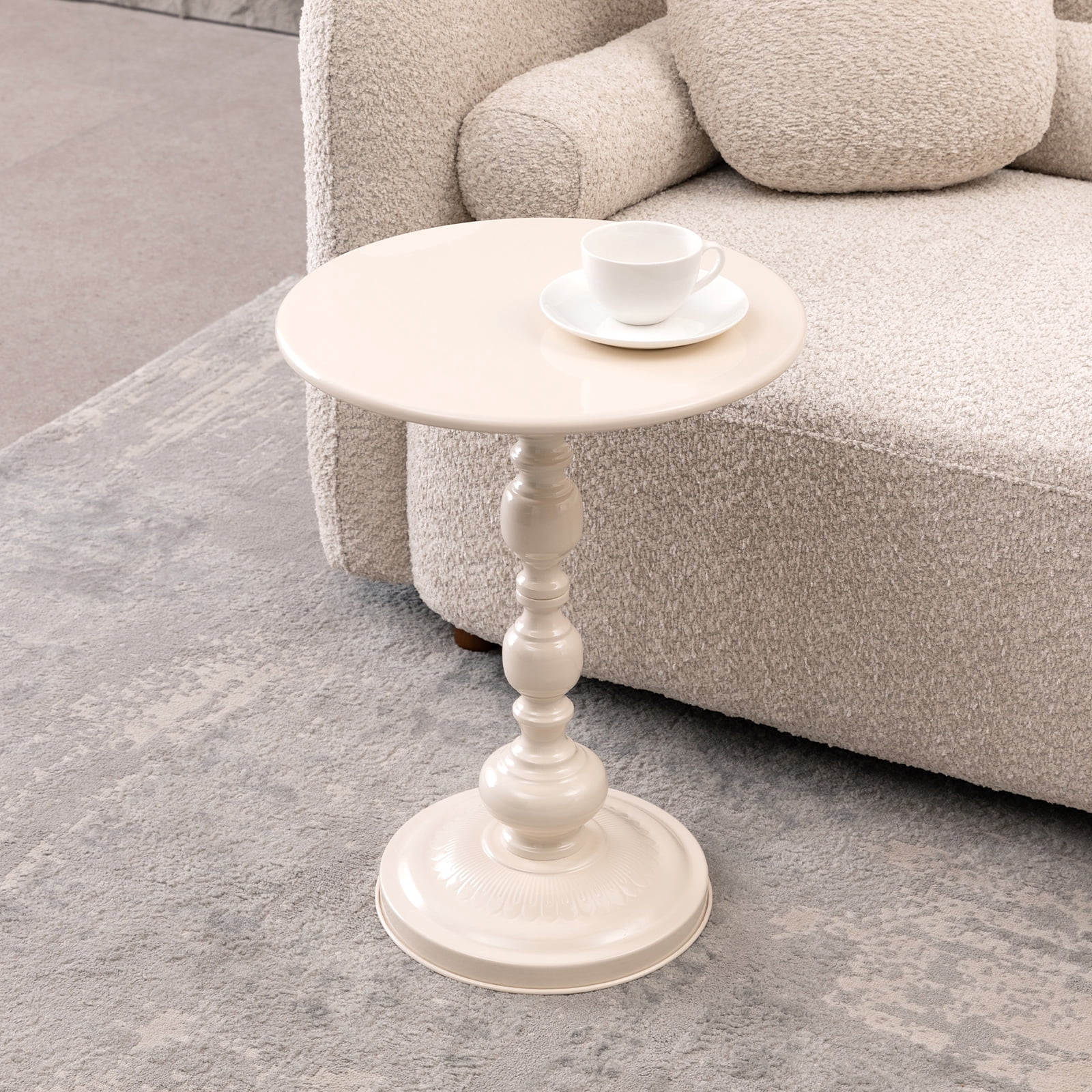 MAYEERTY Vintage Metal Coffee Table End Table, Round Side Table for Sofa Bedside Nightstand, Accent Table Decorative Small Space Living Room Bedroom