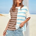 thumbnail image 5 of kaondbfi Womens Summer Striped Shirts Casual Color Block Short Sleeve Tops Loose Fit Crew Neck Tees Womens Essentials Fashion Clothing, 5 of 8