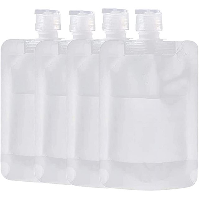 Laklulu Bolsas vacías recargables para almejas de viaje, botellas de viaje, bolsa vacía para apretar, bolsas de embalaje para loción/champú/crema facial/jabón de manos/barro de máscara, paquete de 4