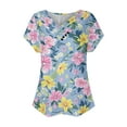 thumbnail image 3 of Aloohaidyvio Plus Size Shirts for Women,Women's Soft Flower Printed T Shirts Summer Short Sleeve V Neck Casual Tops 2024 Trendy Loose Basic Tee Blouse, 3 of 3