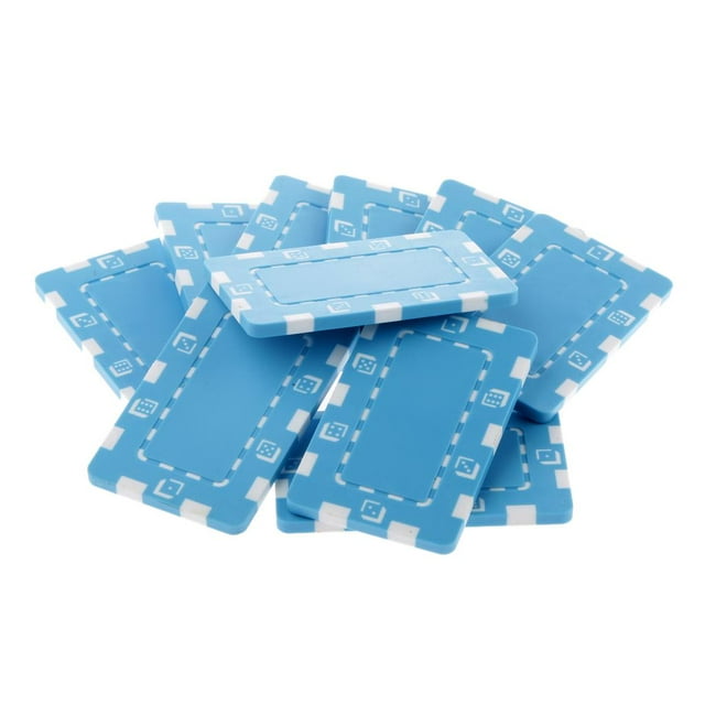 10pcs No-par Rectángulo Fichas de póquer Mahjong Juego de cartas Hold'Em Accesorios de póquer Azul claro SM SunniMix Papas fritas
