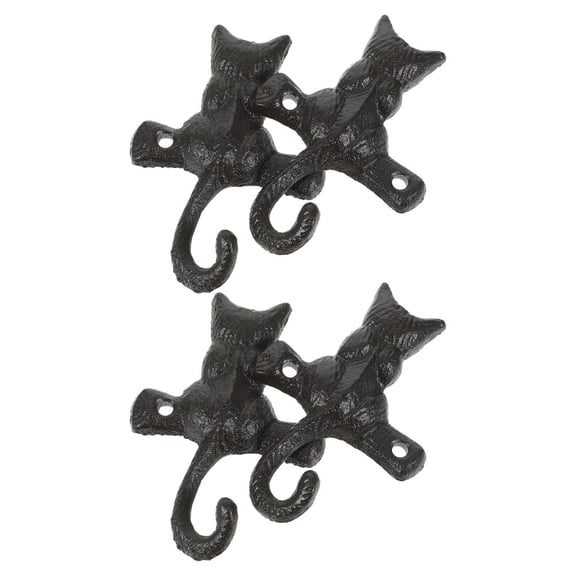 4 PCS Kit Wrought Iron Cat Hook 10.00X7.00X2.00CM Black