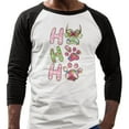 thumbnail image 2 of Puppy Ho Ho Ho Three-Quarter Raglan Sleeve Baseball Shirt Unisex Small White/Black, 2 of 5