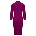 thumbnail image 5 of Njoeus Women Business V Neck Bodycon Dress Lapel Long Sleeve Button Work Office Midi Pencil Dress S-3XL, 5 of 9