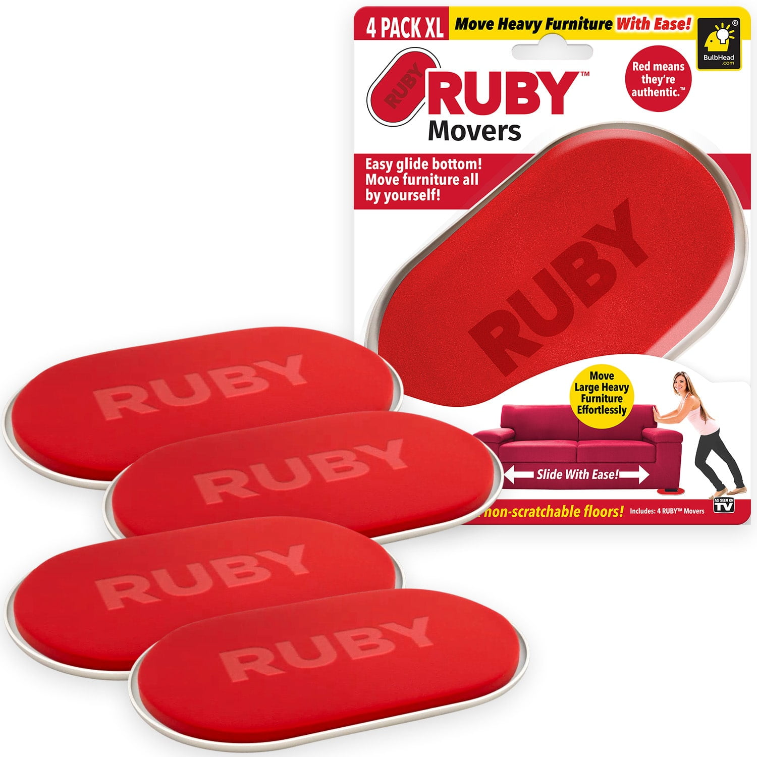 Ruby Movers Furniture Sliders For Carpet, As Seen on TV, Effortlessly Move Heavy Couches