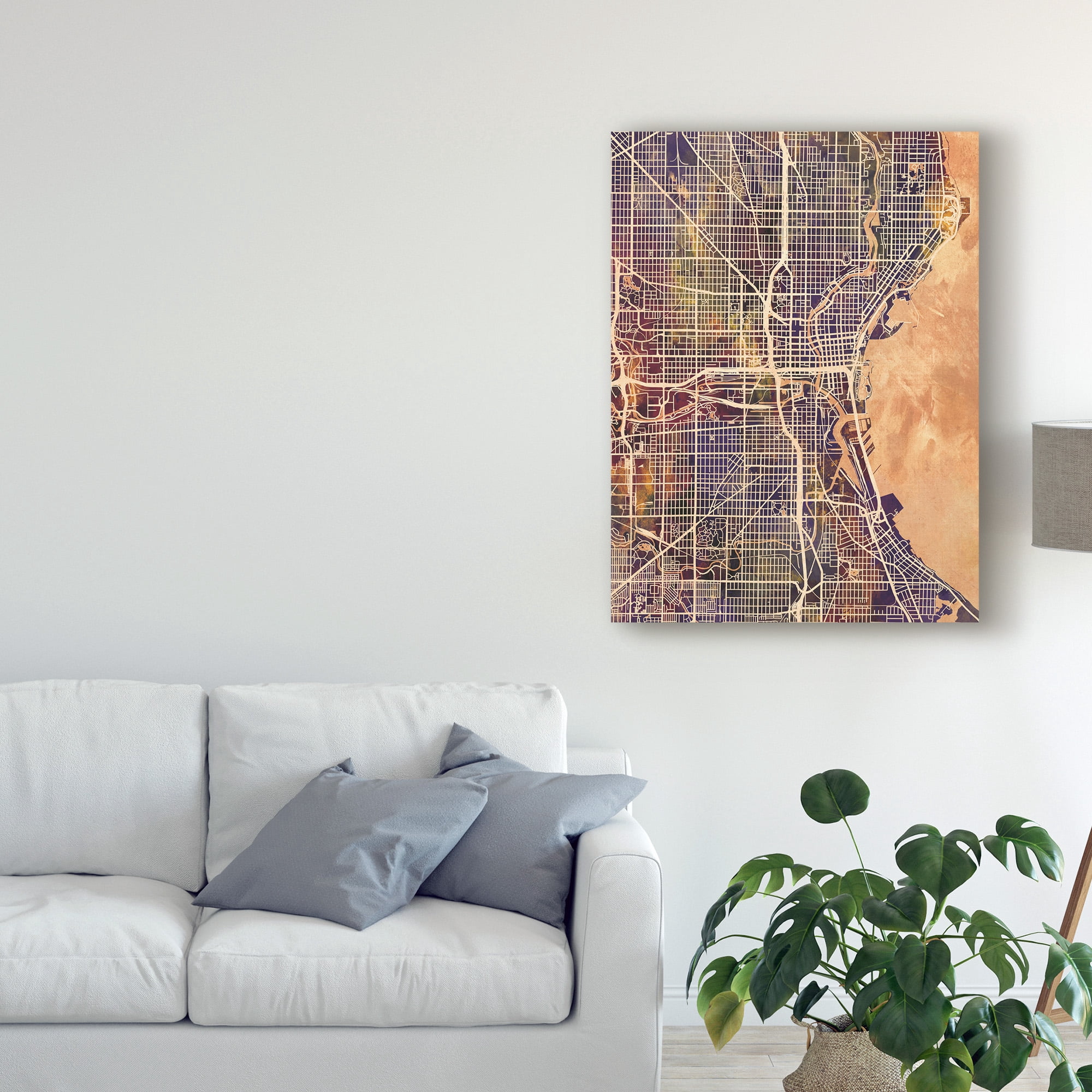 Trademark Fine Art 'Milwaukee Wisconsin City Map II' Canvas Art by Michael Tompsett