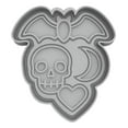 thumbnail image 2 of Halloween Bat with Skull & Heart Cookie Cutter & Stamp 4x3" Clay Embosser Gifts, 2 of 6