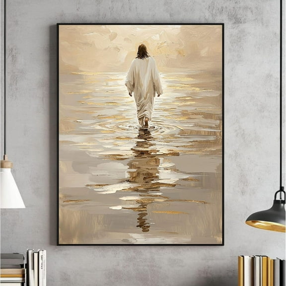 Jesus Christ Walking On Water Wall Art, Christian Art, Jesus Portrait, I Will Walk With Christ Lds, Jesus, Bible Verse Home Decor #199, Unframed Poster Size 8x12
