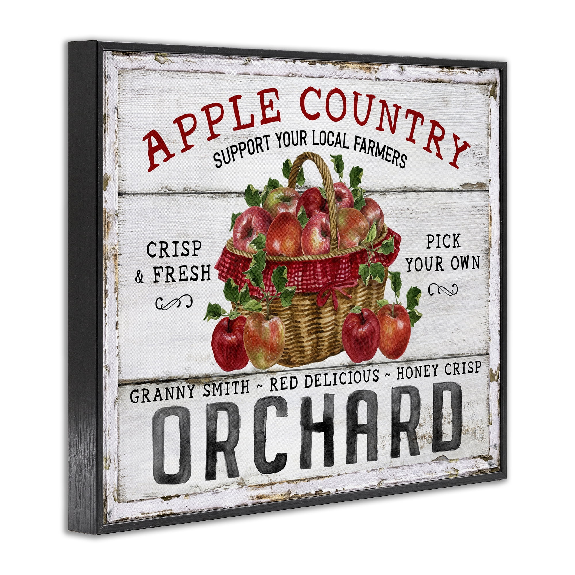 Stupell Industries Rustic Apple Orchard Holiday Painting Black Framed Art Prints Wall Art, 20 x 16