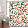 thumbnail image 4 of Peach Shower Curtains, Allover Fruits Shower Curtain Cute Bright Colorful Design Waterproof Fabric Bathroom Shower Curtain Set with 12 Hooks, Peachy Pink 72"×72", 4 of 6