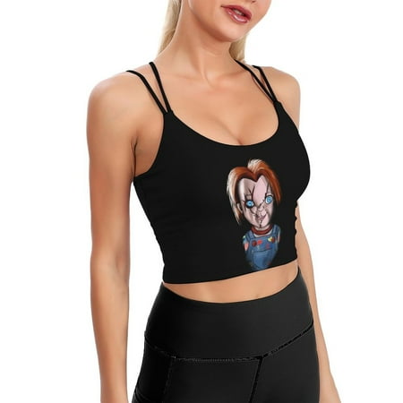 Chucky Horror Sports Bra For Women Padded Crop Top Camisole Yoga Tank Top Vest Workout Tops Racerback With Built In Bra Activewear Fitness Gym
