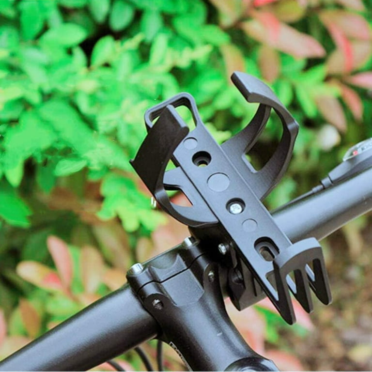 Bueautybox Bike Water Bottle Holder No Screws Adjustable Bicycle Water Bottle Rack Cage 360 Degree Rotating for MTB Stroller Motorcycle Black