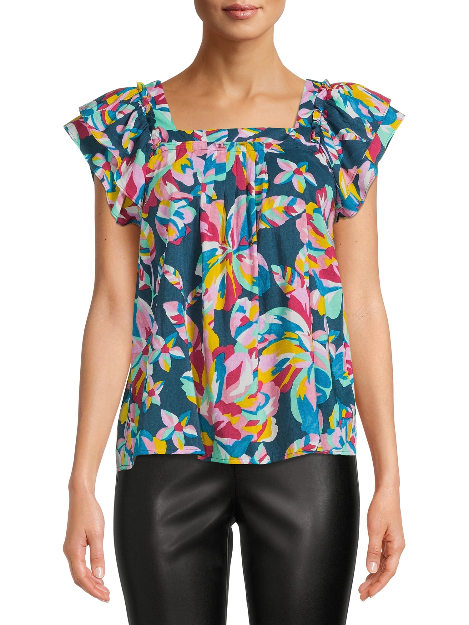 The Get Women's Plus Size Pintuck Ruffle Top - Walmart.com
