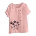 thumbnail image 3 of SCSAlgin Women Cotton Linen Crew Neck Short Sleeve Tunic, Tee Shirts Tops Loose Fit, Linen Blouse for Women, 3 of 4