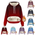 thumbnail image 2 of Sherpa Lined Hoodies for Women Warm Winter Fleece Pullovers Long Sleeve Casual Gradient Sweatshirt Thermal Tops, 2 of 7