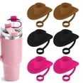 thumbnail image 1 of Cubiertas de pajita de silicona de 10 mm - 4 accesorios de copa para sombrero vaquero de 4 piezas para copas Stanley de 30 y 40 oz, fundas para bebidas divertidas, reutilizables y aptas para, 1 of 6