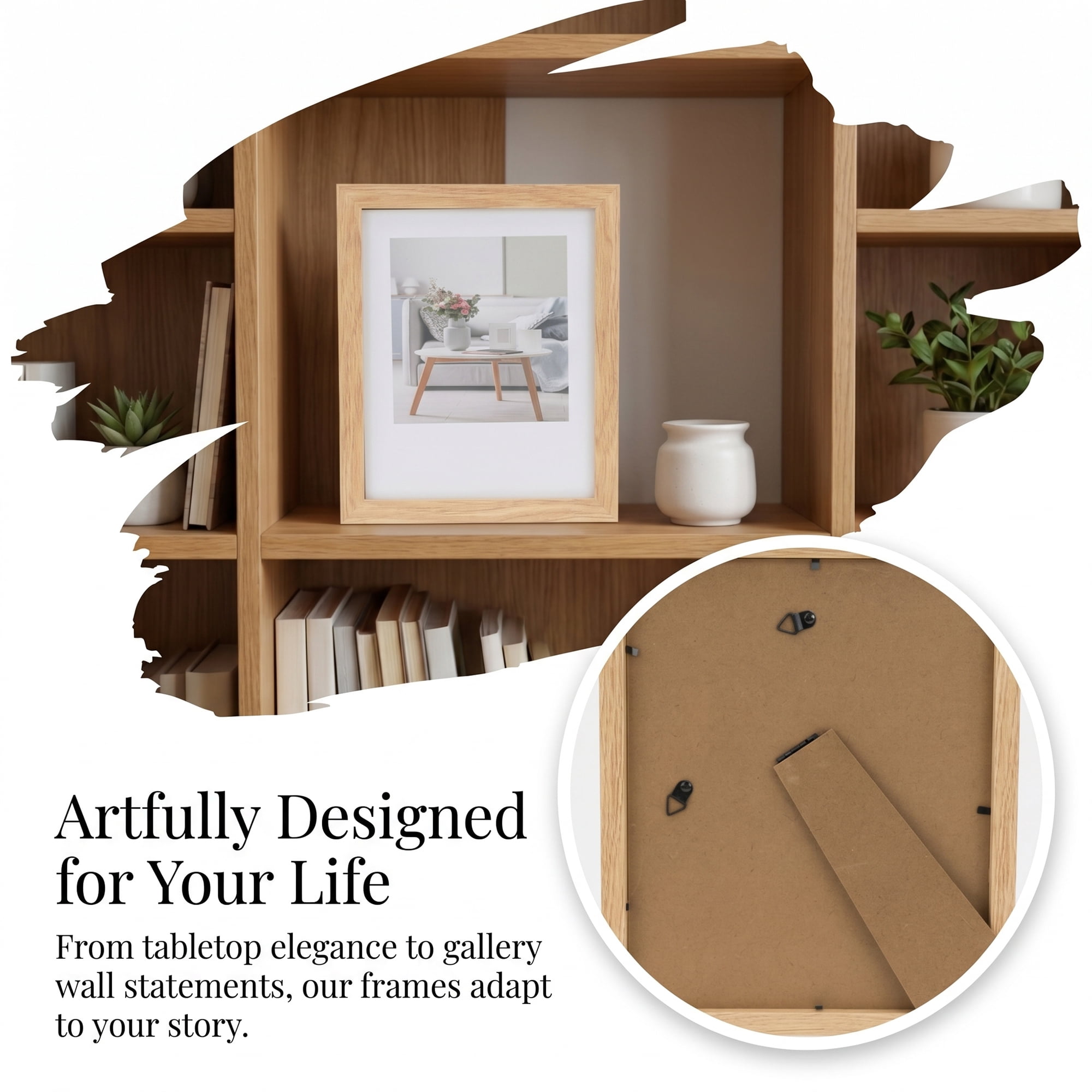 Unique Bargains Classic Wood Wall Mounting Picture Frame Natural Wood Color 4" x 5"