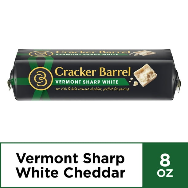 Cracker Barrel Vermont Sharp White Cheddar Cheese Block, 8 oz Wrapper