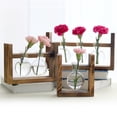 thumbnail image 5 of Jarrón de madera de vidrio con diseño creativo y sencillo, contenedor hidropónico para plantas verdes, decoración de escritorio de estilo moderno (jarrón de doble bola sin planta)., 5 of 5