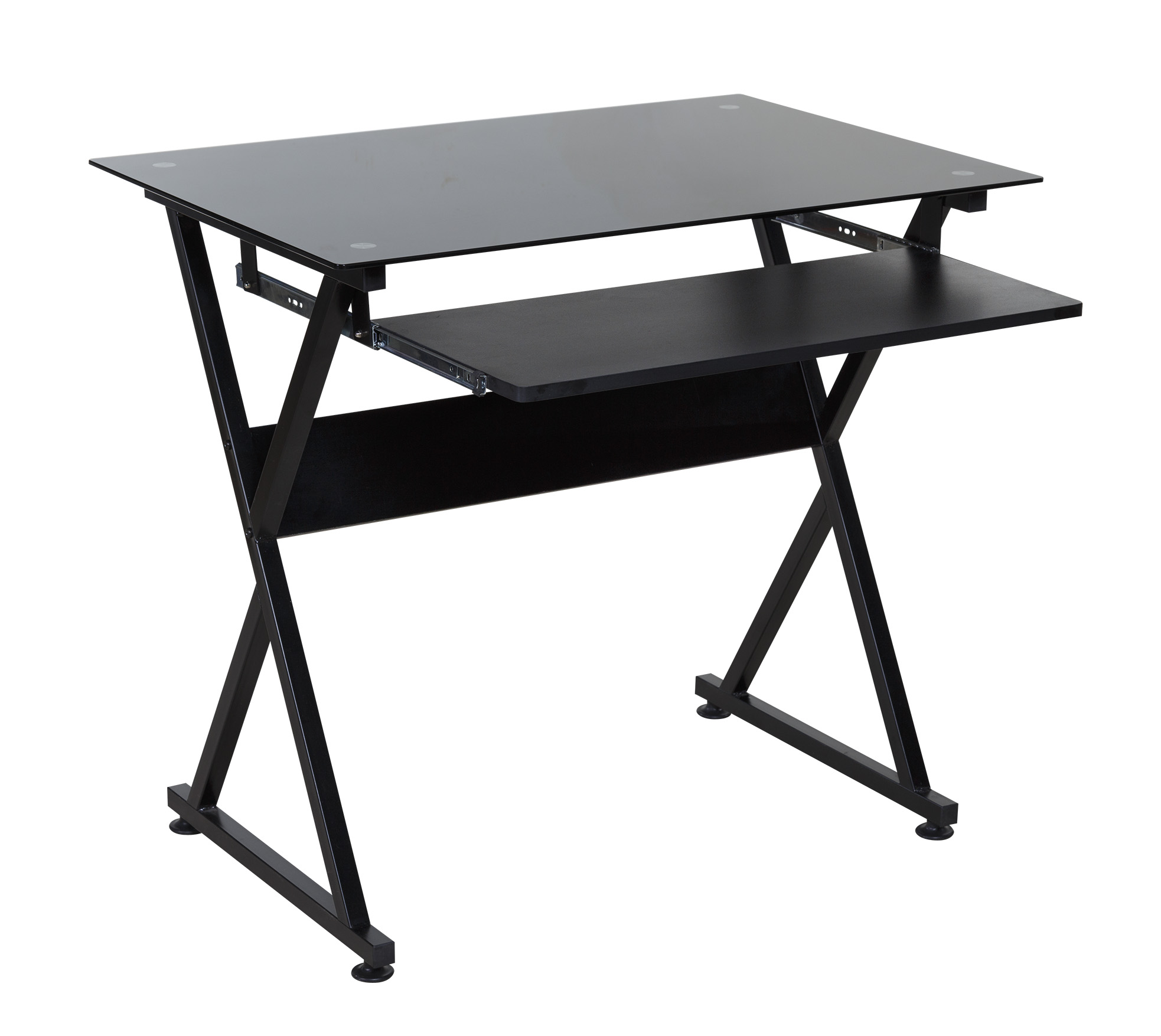 OneSpace 50-JN1205 Ultramodern Glass Computer Desk, with Pull-Out Keyboard Tray, Black - image 4 of 9
