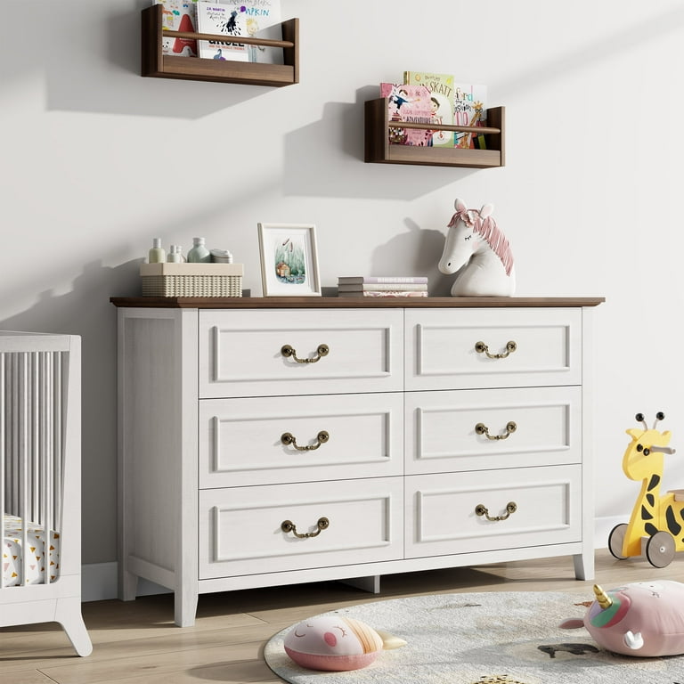 GIKPAL White Farmhouse Dresser, 6 Drawers, Oak Finish, Antique Bronze Handles, Bedroom Storage - Walmart.com GIKPAL White Farmhouse Dresser, 6 Drawers, Oak Finish, Antique Bronze Handles, Bedroom Storage - Walmart.com
