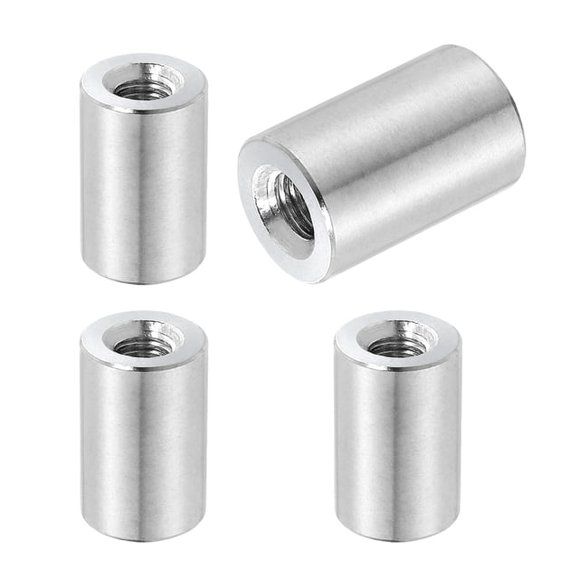 Uxcell 4 Pcs Écrous de Couplage Ronds en Acier Inoxydable 304 M8x1.25mm, 0.63x0.98 Pouces(ODxH)
