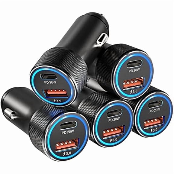 Quyaojz USB C Car Charger 5 Pack, 36W Dual Port PD&QC 3.0 Fast Charging 12V USB Car Charger Cigarette Lighter Adapter Plug for iPhone 11 SE,iPad,Samsung,Pixel(Black)