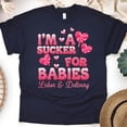 thumbnail image 1 of Labor and Delivery Nurse T-Shirt with Funny Baby Lollipop Design, Navy, Size XL, 1 of 6