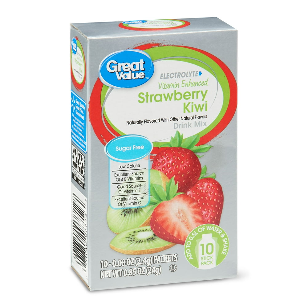 Great Value Electrolyte Vitamin Enhanced Strawberry Kiwi Drink Mix, 0.