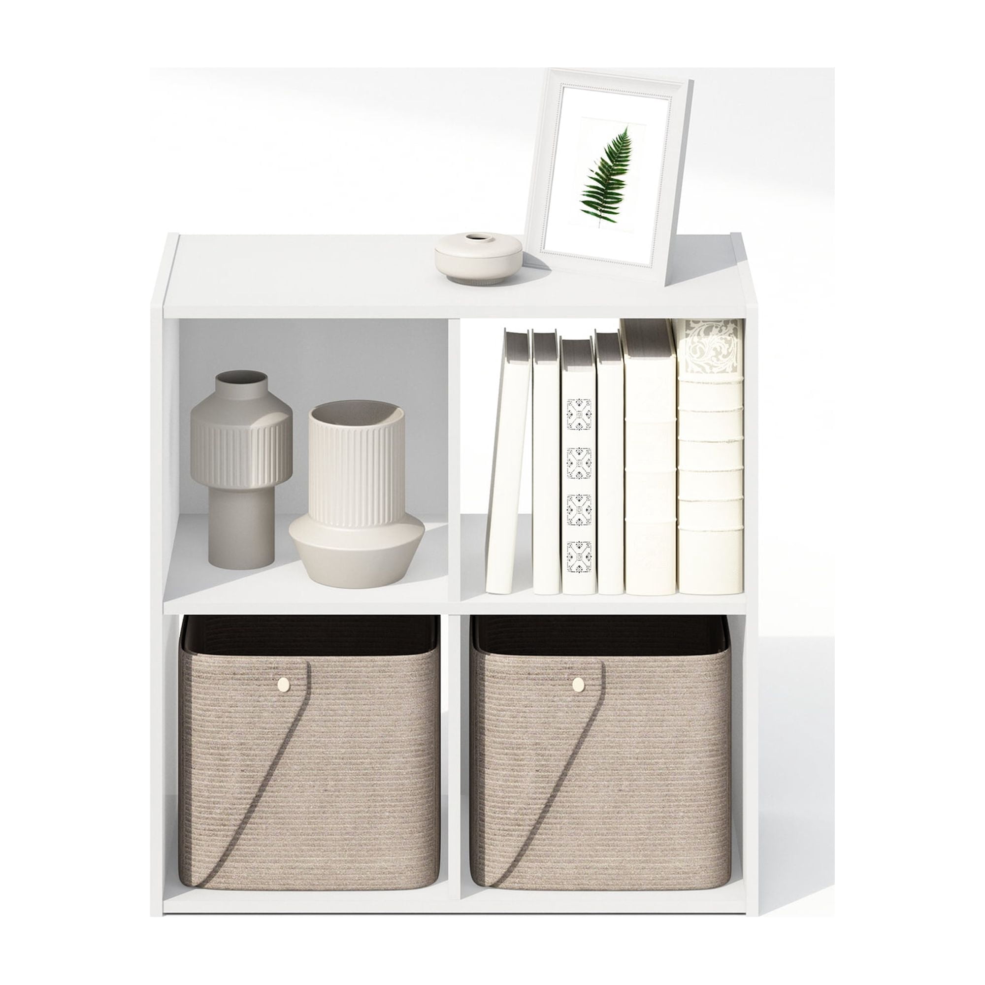 Furinno PELLI CUBIC Storage Cabinet in Bookcase in Bookshelf in 4-Cube in White