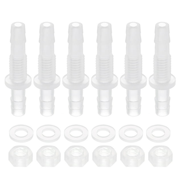 Adaptador de unión de 6Pack de conector de manguera de plástico, 1/4" x 1/4" con tuerca M8 y arandela