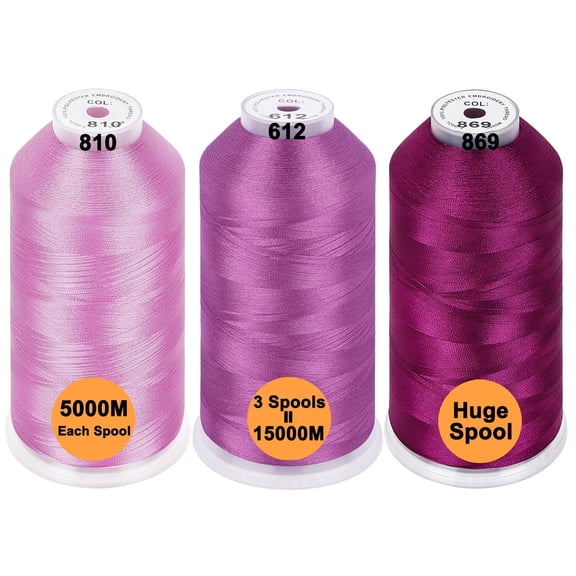 New brothreads - 40 Options- Various Assorted Color Packs of Polyester Embroidery Machine Thread Huge Spool 5000M for All Embroidery Machines -Different Purples