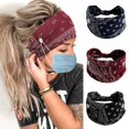 thumbnail image 1 of Aceorna Diadema con botones bohemios, diademas anudadas anchas, diademas elásticas para enfermeras, diademas para mujeres, envolturas para la cabeza, banda para el cabello para entrenamiento, protecto, 1 of 5