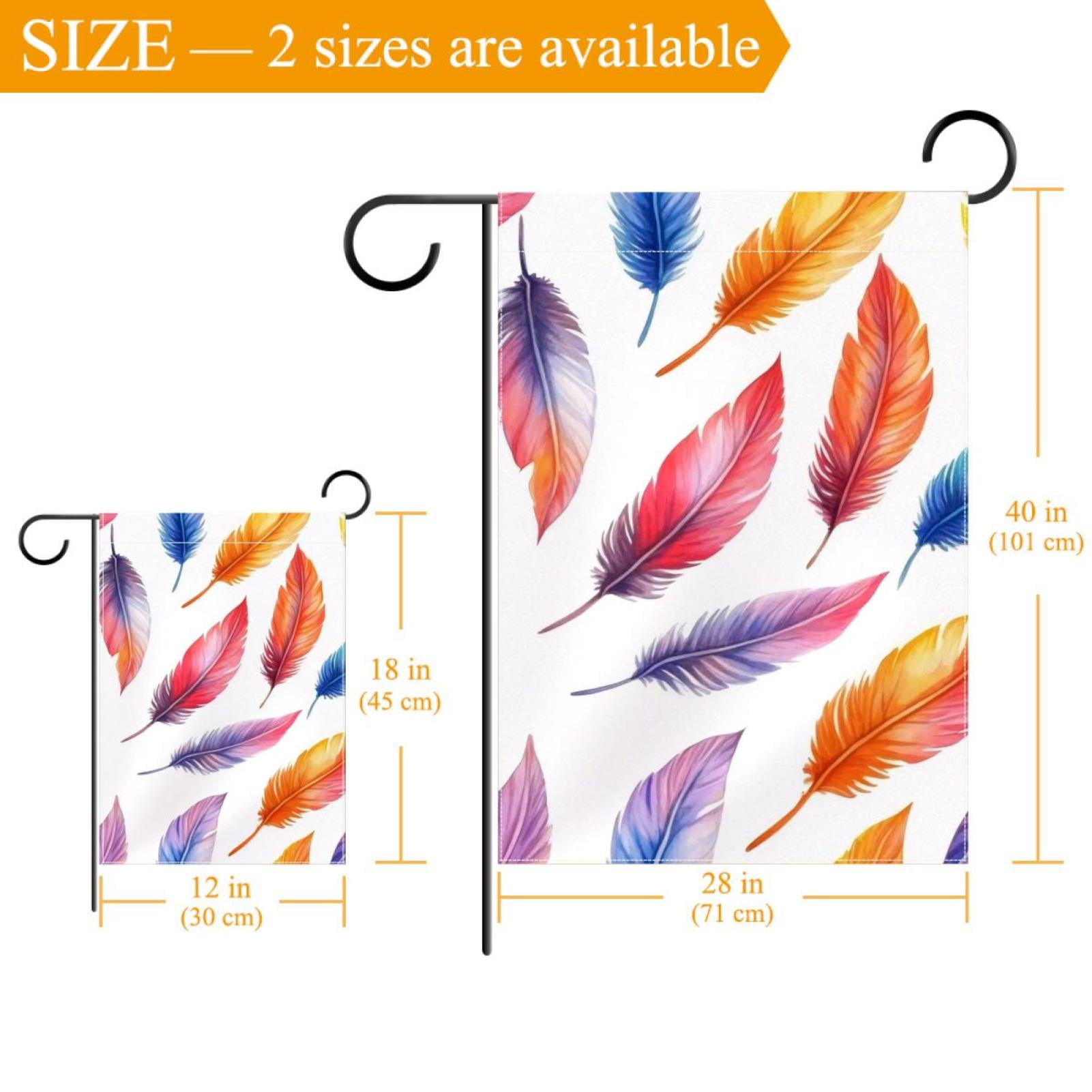 Colorful Feathers Seamless Pattern Double Sided Garden Flag Decorative Weather Resistant Yard Flag, Large DIY Vertical Flag for Farmhouse Patio Lawn, 28x40 Inch