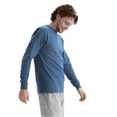 thumbnail image 4 of Hanes Beefy-T Long Sleeve Casual T-Shirt, Crewneck Everyday Casual Tee, Denim Blue, S, 4 of 5