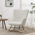 thumbnail image 6 of VECELO Nursery Rocking Chair, Teddy Fabric Upholstered Glider Rocker with High Backrest, Modern Rocking Accent Chairs Comfy Side Chair for Nursery, Bedroom, Living Room, White, 6 of 7