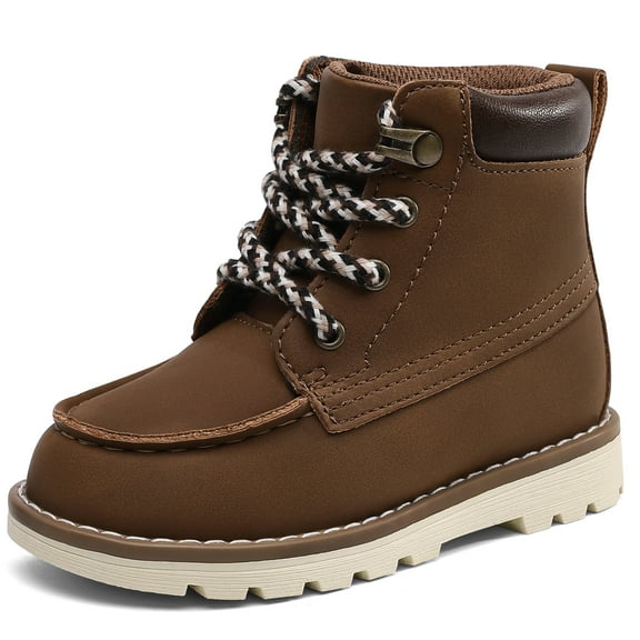 Fupoia Boys Ankle Boots Kids Casual Sneakers with Lace Up​ Brown 9 Toddler