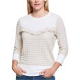 thumbnail image 1 of Tommy Hilfiger Womens Ruffled Knit Sweater, Off-White, Large, 1 of 1