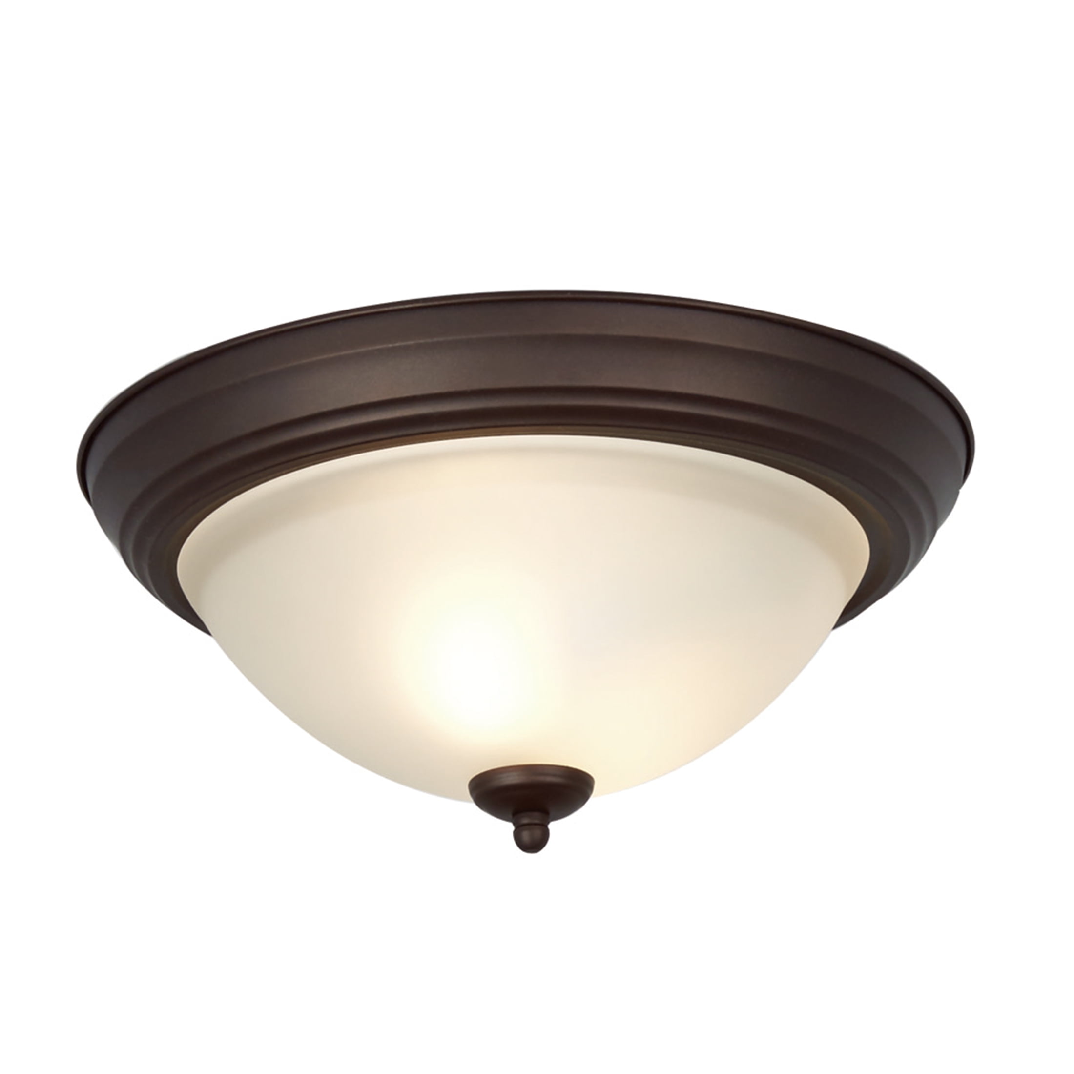 (2 pack) Mainstays 13" Classic Flush Mount Ceiling Light, Bronze Finish Frosted Glass Shade, Bulb Not Included
