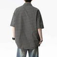 thumbnail image 7 of SGFCWSX Men's Oversized Checkered Short Sleeve Button Up Shirt Casual Plaid Loose Fit Shirt with Chest Pocket for Daily Streetwear Black Size XL, 7 of 7