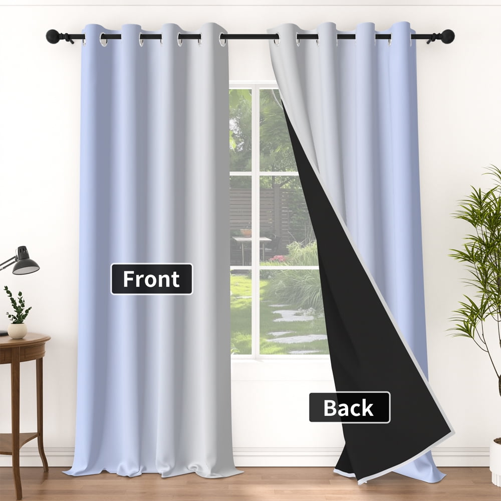 Lfeey Purple and White Ombre Curtains, Light Blocking Window Drapes for Living Room/Bedroom, 42x72 inch, 2 Panels