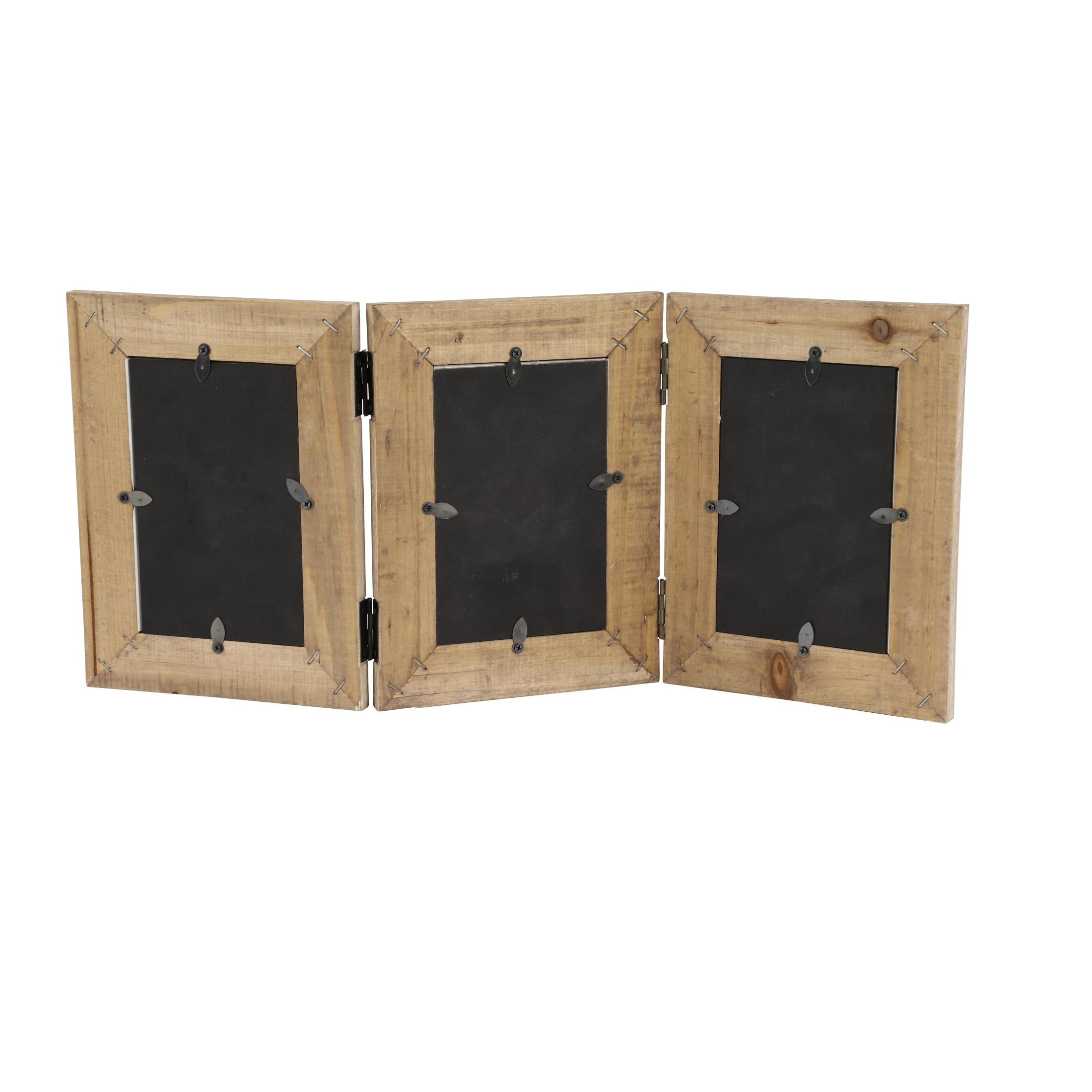 DecMode 3-Opening 4" x 6" Beaded Brown Photo Frame