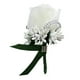 thumbnail image 1 of Ramo de rosas de seda artificial / Boutonnieres, flores de boda hechas a mano, Blanco y verde oscuro, 1 of 9