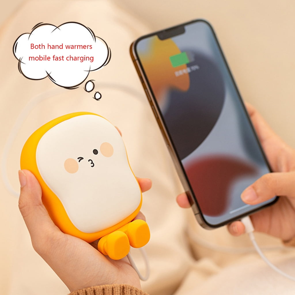 Double-Sided Pocket Hand Warmer USB Charging Cartoon Bread Warmer Lovely Gift