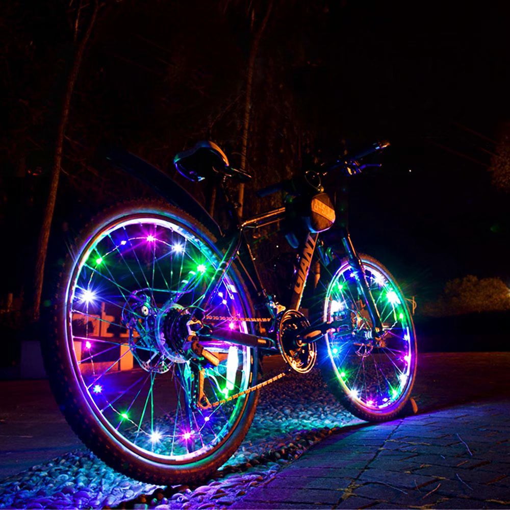Aubess Bike Wheel Light Spoke IPX6 Waterproof Mountain Bicycle Tire Full Screen Display Lamp 64 LED USB Rechargeable DIY Programmable