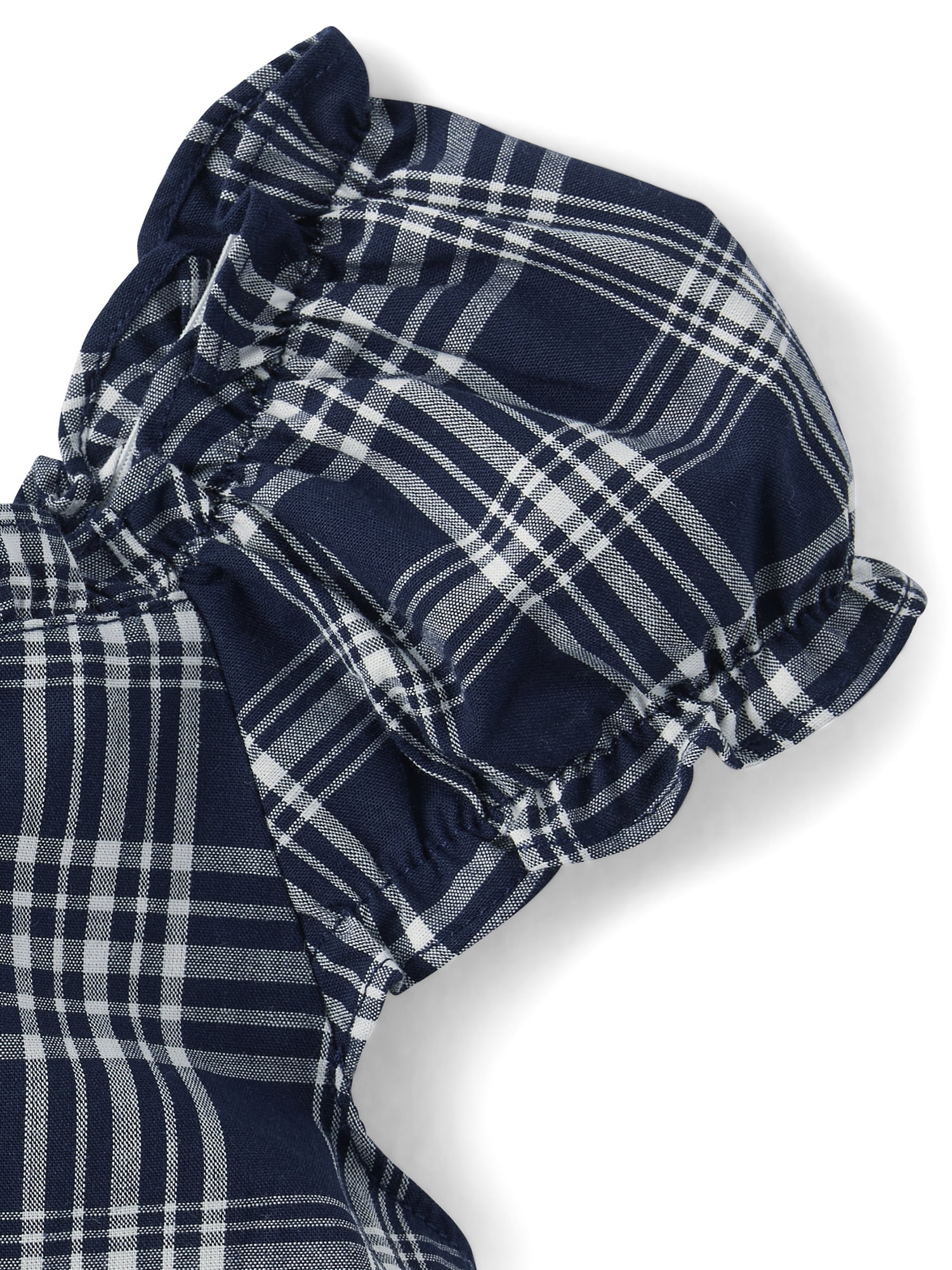 The Children's Place Girls Short Sleeve Plaid Pintuck Poplin Button Dress, Sizes 4-16