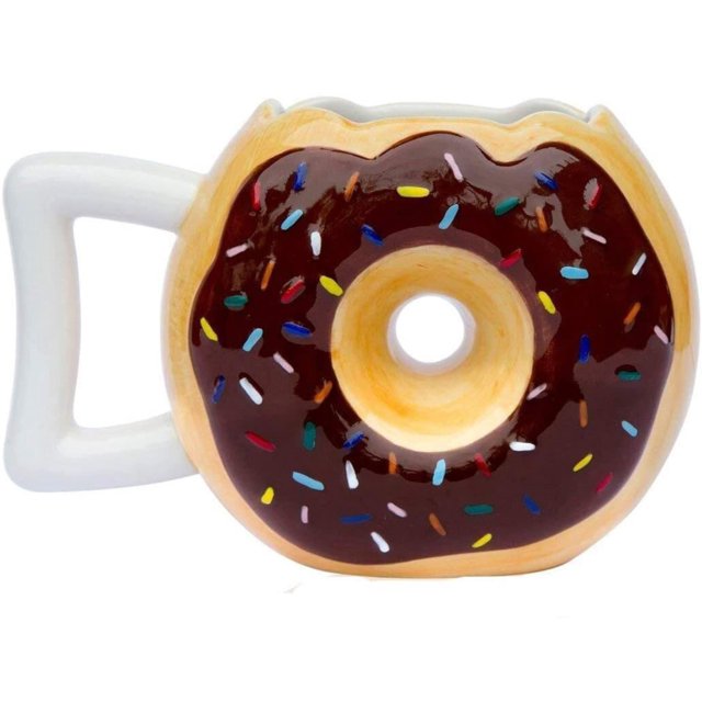 Taza de cerámica con forma de donut: la mejor taza para café, té, chocolate caliente y más taza de café divertida, regalo - Marrón